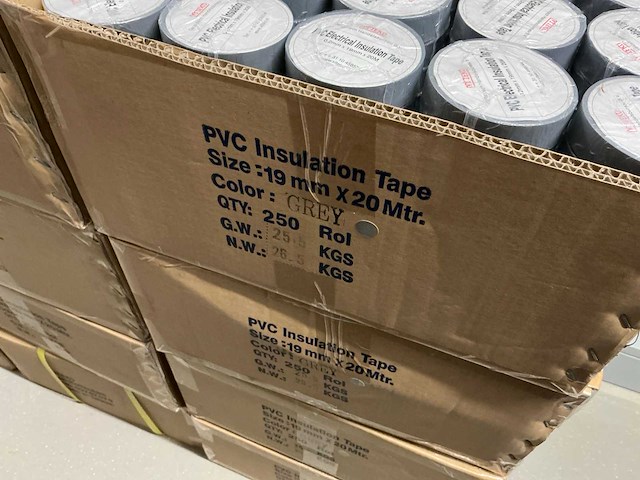 Partij viteko pvc electrical insulation tape 0.2mm x 19mm x 20m grey (3000x) - afbeelding 4 van  4