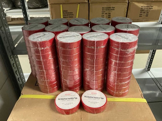 Partij viteko pvc electrical insulation tape 0.2mm x 19mm x 20m red (640x) - afbeelding 1 van  3