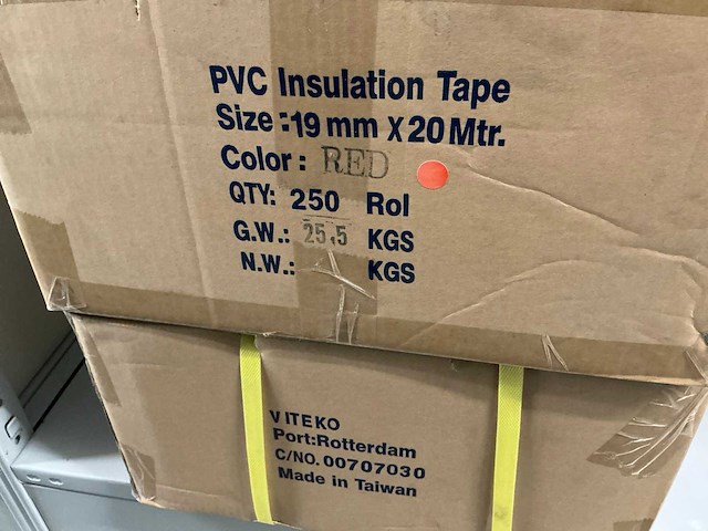 Partij viteko pvc electrical insulation tape 0.2mm x 19mm x 20m red (640x) - afbeelding 3 van  3