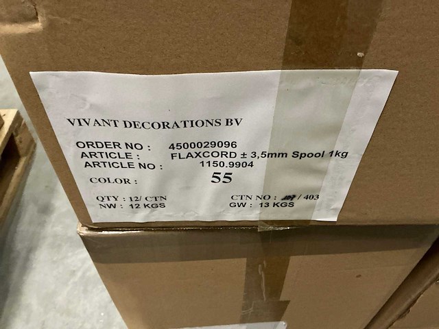 Partij vivant flaxcord +- 3,5mm spool 1kg col.55 (53x) - afbeelding 2 van  2