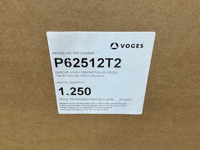 Partij voges p62512t2 transport tray - afbeelding 2 van  2