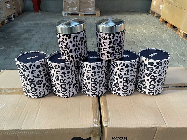 Partij voorraadpot thermo white leopard 400ml (96x) - afbeelding 1 van  4