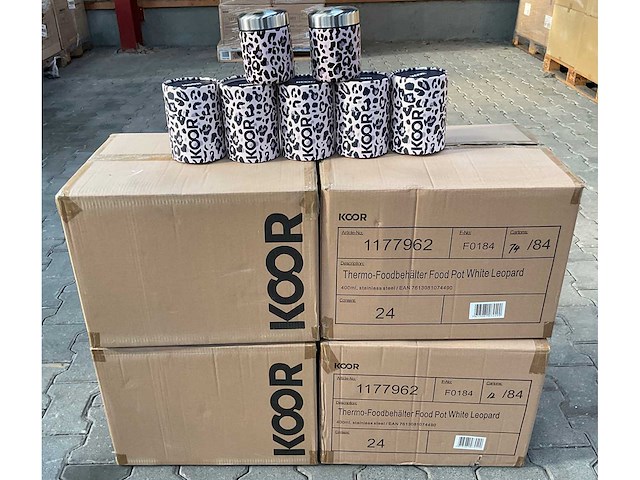 Partij voorraadpot thermo white leopard 400ml (96x) - afbeelding 2 van  3