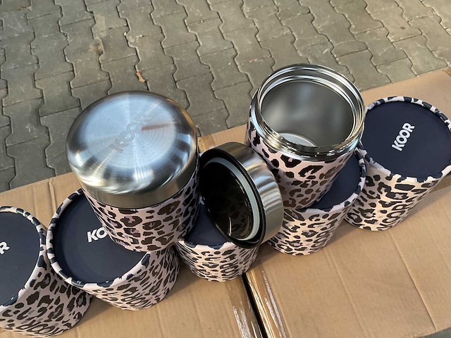 Partij voorraadpot thermo white leopard 400ml (96x) - afbeelding 4 van  4