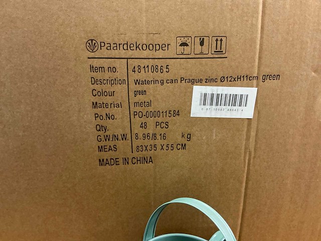 Partij watering cans prague zinc ø12xh11cm green metal (144x) - afbeelding 3 van  5