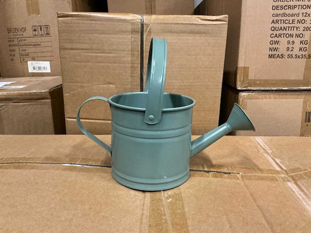 Partij watering cans prague zinc ø12xh11cm green metal (192x) - afbeelding 2 van  5