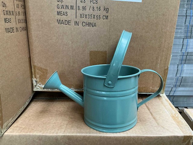 Partij watering cans prague zinc ø12xh11cm green metal (384x) - afbeelding 2 van  4