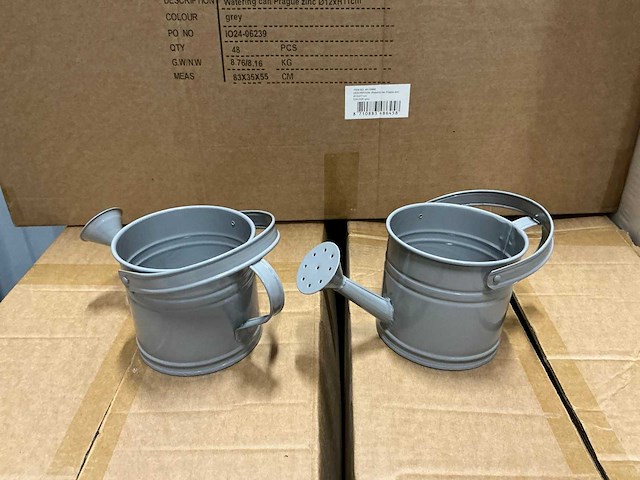 Partij watering cans prague zinc ø12xh11cm grey (264x) - afbeelding 3 van  6