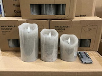 Partij wax candles rustique led d7,5xh10/12,5/15cm grey set/3 (93x) - afbeelding 1 van  8