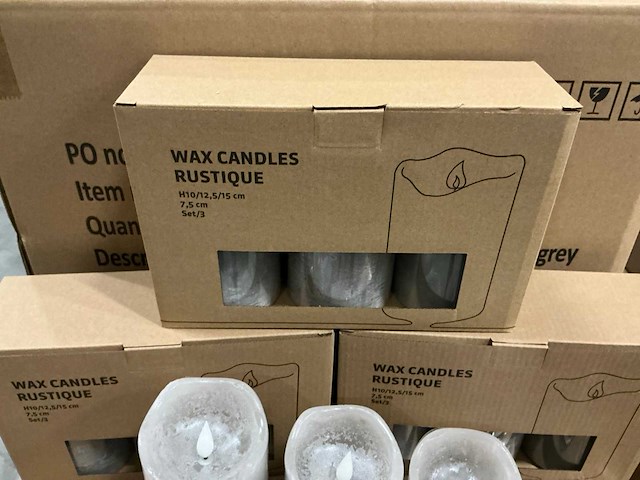 Partij wax candles rustique led d7,5xh10/12,5/15cm grey set/3 (93x) - afbeelding 4 van  8