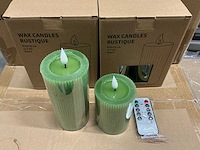 Partij wax candles rustique led h10/15xø7cm green rib wax 2/set (48x) - afbeelding 2 van  4
