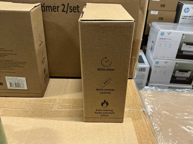 Partij wax candles rustique led h10/15xø7cm green rib wax 2/set (48x) - afbeelding 4 van  4