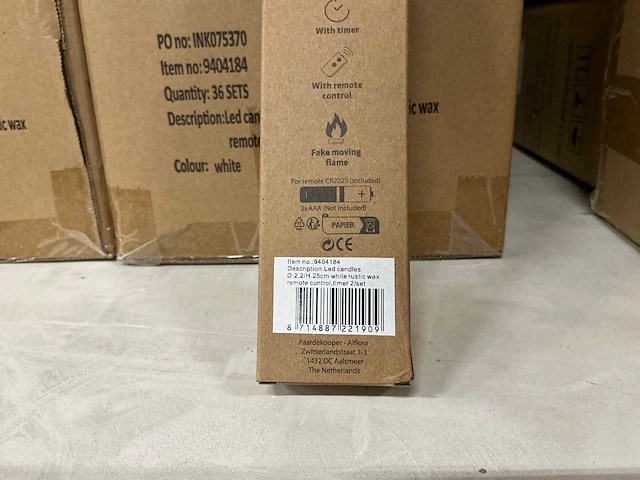 Partij wax candles rustique white d2,2/h25cm remote control/timer 2/set (144x) - afbeelding 3 van  5