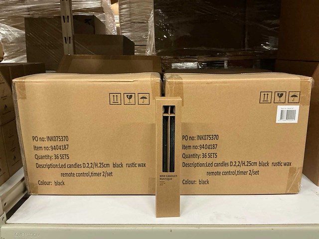 Partij wax led candles rustique sets ø2,2 h25cm black remote control,timer (144x) - afbeelding 1 van  7