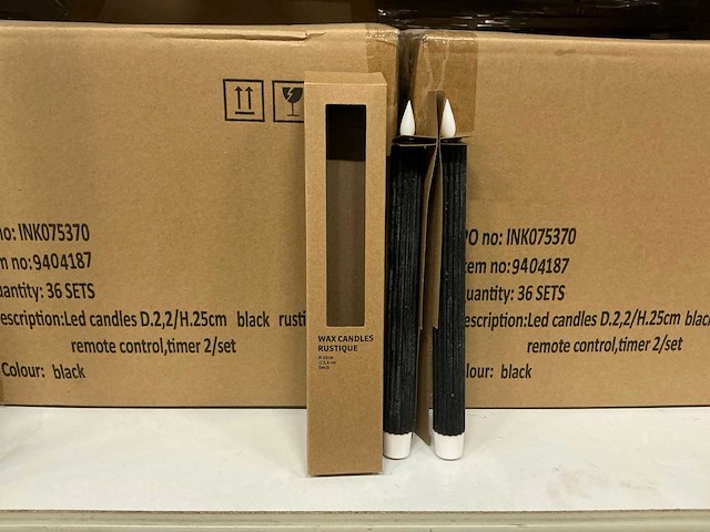 Partij wax led candles rustique sets ø2,2 h25cm black remote control,timer (144x) - afbeelding 2 van  7