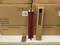 Partij wax led candles rustique sets ø2,2 h29cm red rib remote contr,timer,dimmer (216x) - afbeelding 2 van  6
