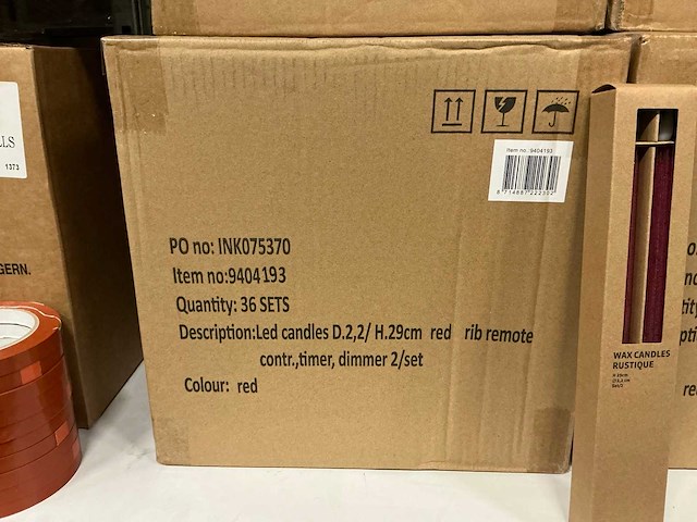 Partij wax led candles rustique sets ø2,2 h29cm red rib remote contr,timer,dimmer (216x) - afbeelding 4 van  6