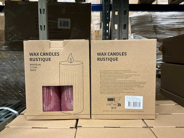 Partij wax led candles rustique sets h10/15/ø7cm red rib wax remote control,timer (24x) - afbeelding 2 van  3