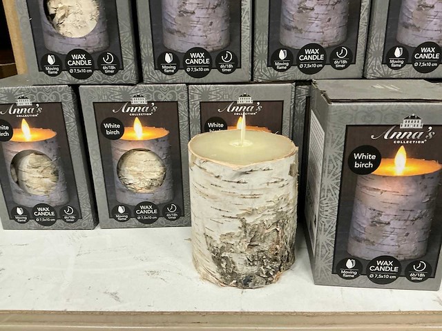 Partij wax led candles white birch moving flame ø7,5x10cm (88x) - afbeelding 3 van  6