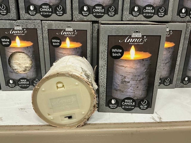 Partij wax led candles white birch moving flame ø7,5x10cm (88x) - afbeelding 4 van  6