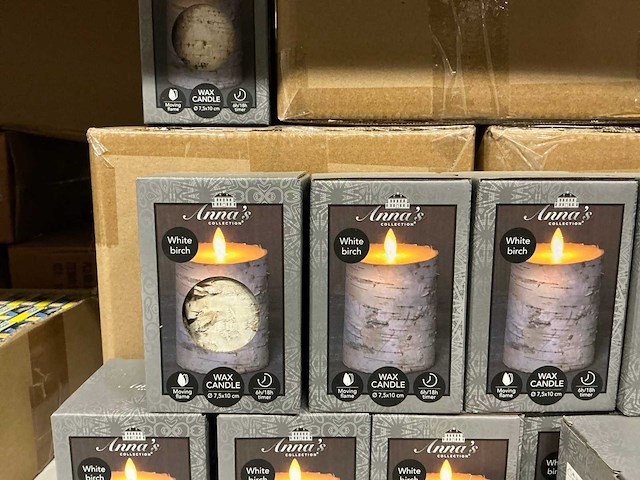 Partij wax led candles white birch moving flame ø7,5x10cm (88x) - afbeelding 5 van  6