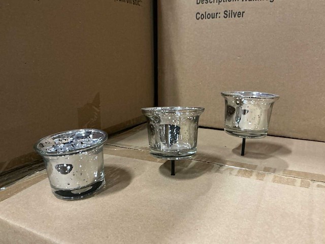 Partij waxineglass d6,5/h11,5cm on stick silver (3744x) - afbeelding 1 van  5