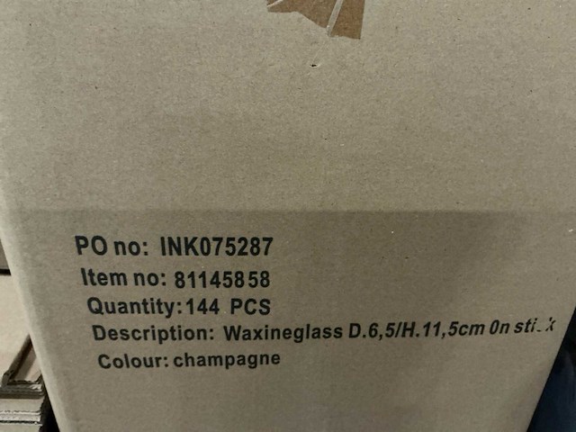 Partij waxineglass d6,5xh11,5cm on stick champagne kleur (864x) - afbeelding 5 van  5