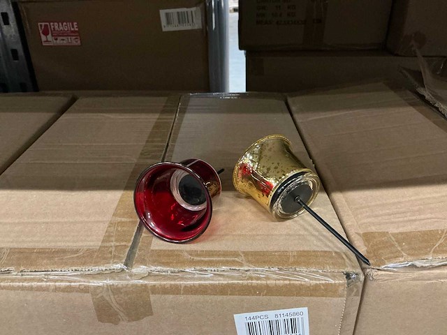 Partij waxineglass gold&red d6,5/h11,5cm on stick (863x) - afbeelding 2 van  5