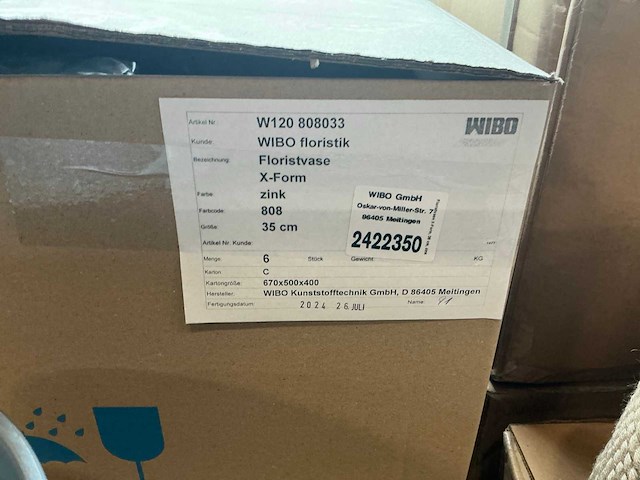 Partij wibo floristvase x-form zink 35cm (30x) - afbeelding 7 van  7