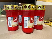 Partij wiedemann grafkaarsen rood met deksels brand 50uur (2300x) - afbeelding 3 van  5