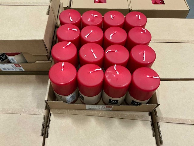 Partij wiedemann stompkaarsen 40h ral 120/58mm rood (512x) - afbeelding 2 van  4