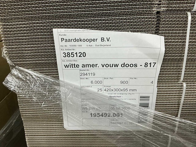 Partij witte amer. vouw dozen 420x300x95mm (900x) - afbeelding 2 van  4