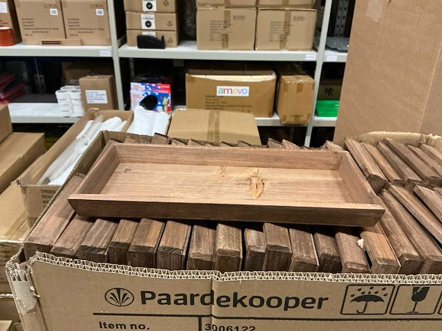 Partij wooden tray eden 35x15,5x3cm with slanted edge light brown (160x) - afbeelding 3 van  5