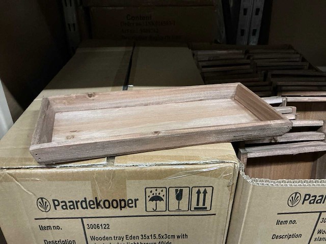 Partij wooden tray eden 35x15,5x3cm with slanted edge light brown (75x) - afbeelding 1 van  5