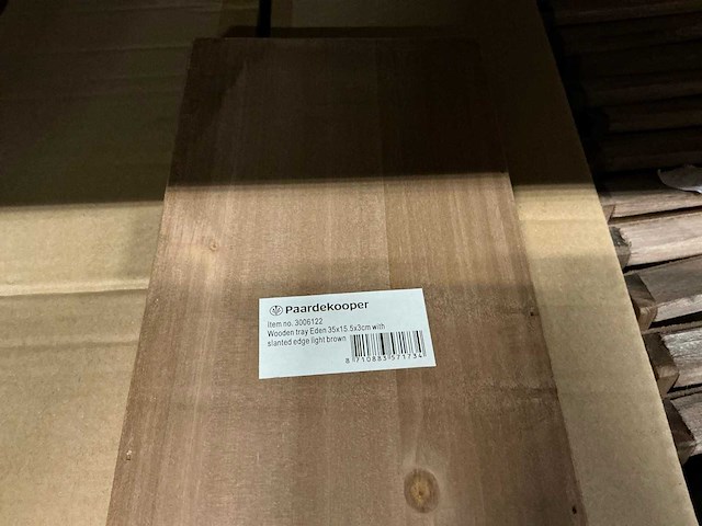 Partij wooden tray eden 35x15,5x3cm with slanted edge light brown (75x) - afbeelding 3 van  5