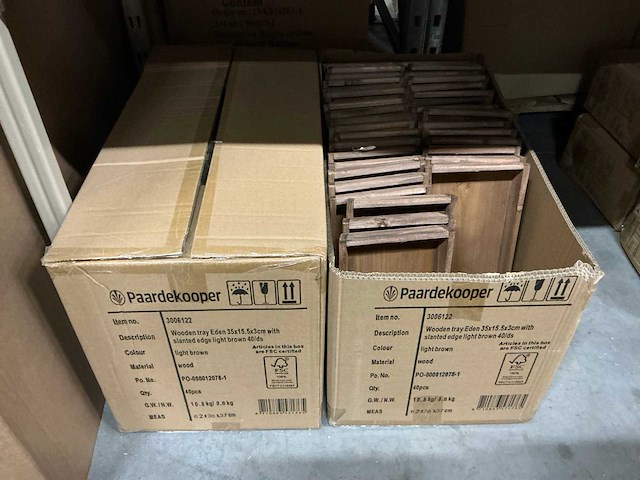 Partij wooden tray eden 35x15,5x3cm with slanted edge light brown (75x) - afbeelding 4 van  5
