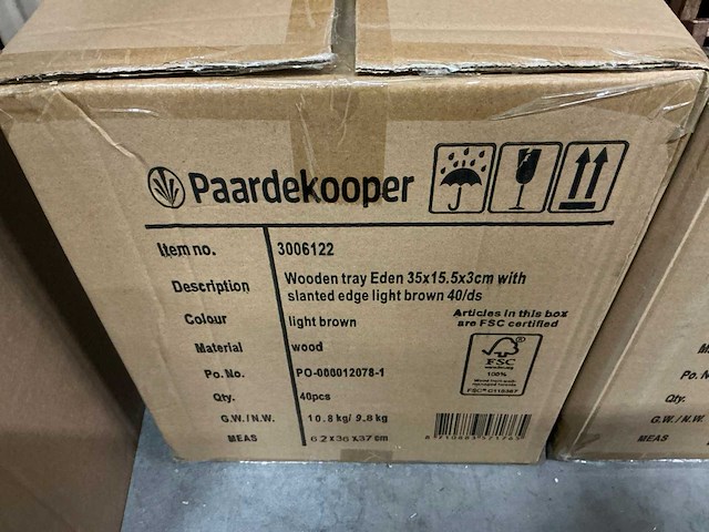 Partij wooden tray eden 35x15,5x3cm with slanted edge light brown (75x) - afbeelding 5 van  5