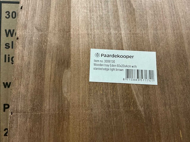 Partij wooden tray eden 60x20x4cm with slanted edge light brown (275x) - afbeelding 3 van  5