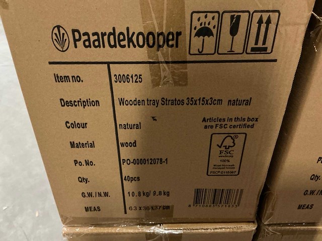 Partij wooden trays stratos 35x15x3cm natural (240x) - afbeelding 4 van  4