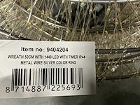 Partij wreath 50cm with 1440 led with timer ip44 metal wire silver color ring (10x) - afbeelding 3 van  4