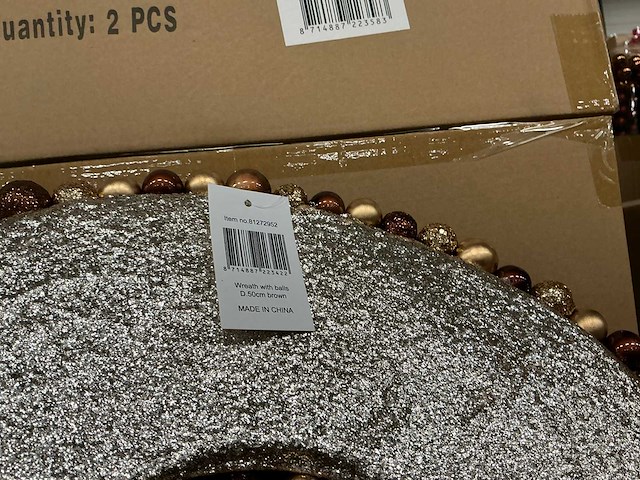Partij wreath with balls d50cm brown (10x) - afbeelding 2 van  4