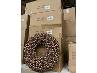 Partij wreath with balls d50cm brown (10x) - afbeelding 3 van  4