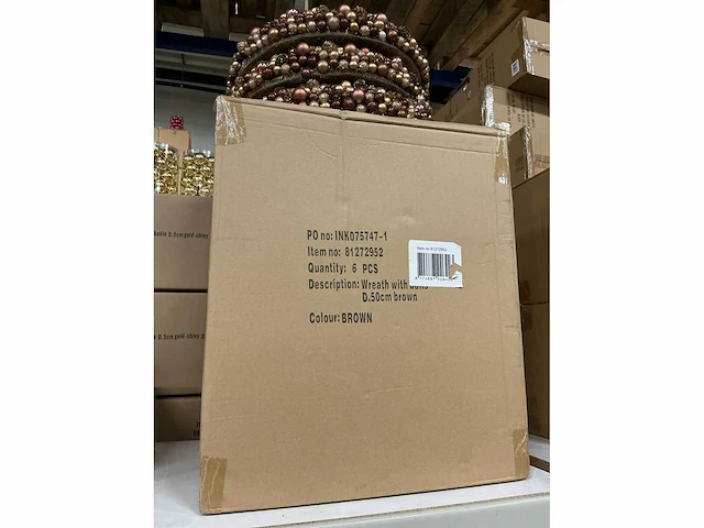 Partij wreath with balls d50cm brown (9x) - afbeelding 4 van  5