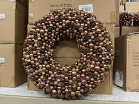 Partij wreath with balls d50cm brown (9x) - afbeelding 1 van  4