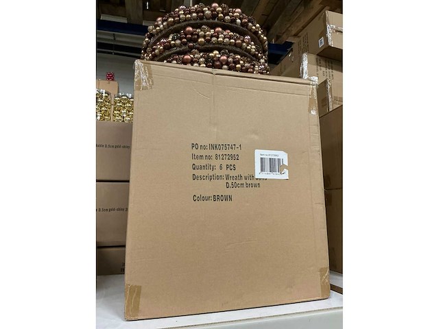 Partij wreath with balls d50cm brown (9x) - afbeelding 4 van  4