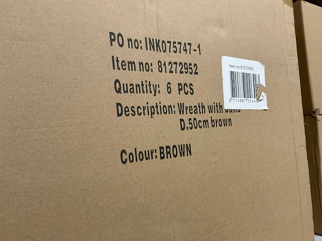 Partij wreath with balls d50cm brown (9x) - afbeelding 5 van  5