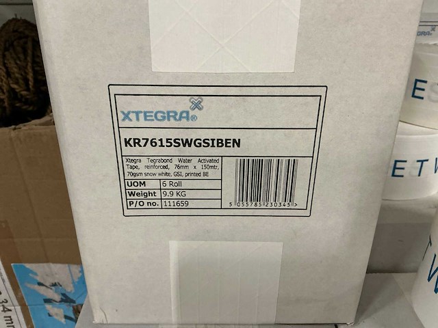 Partij xterga tegrabond water activated tape reinforced 76mm x 150mtr (432x) - afbeelding 3 van  3