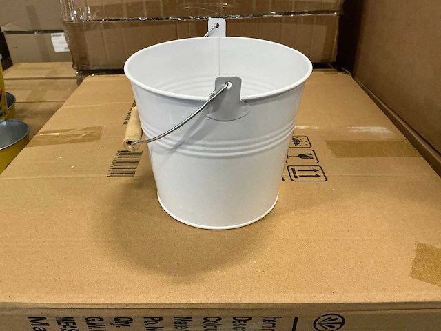 Partij zinc buckets with handles ø16xh14cm white zinc thickness 0.23mm (240x) - afbeelding 3 van  6