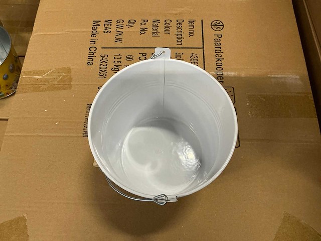 Partij zinc buckets with handles ø16xh14cm white zinc thickness 0.23mm (240x) - afbeelding 4 van  6