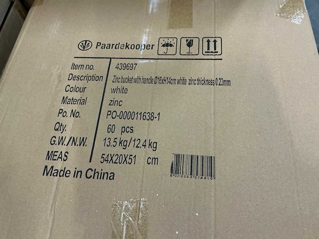 Partij zinc buckets with handles ø16xh14cm white zinc thickness 0.23mm (240x) - afbeelding 6 van  6